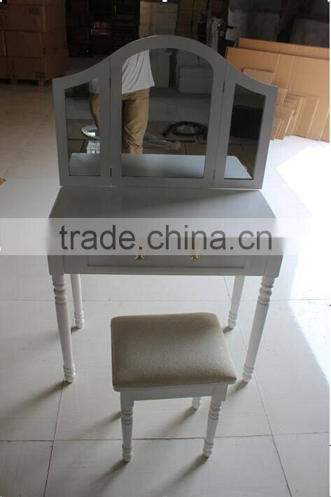 Wooden Furniture Make-up Dressing Table, Wooden Dresser with Mirror and Bench