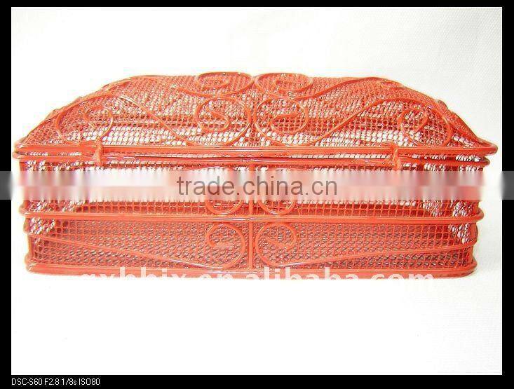 Rectangle red wire storage multi-purpose storage hamper