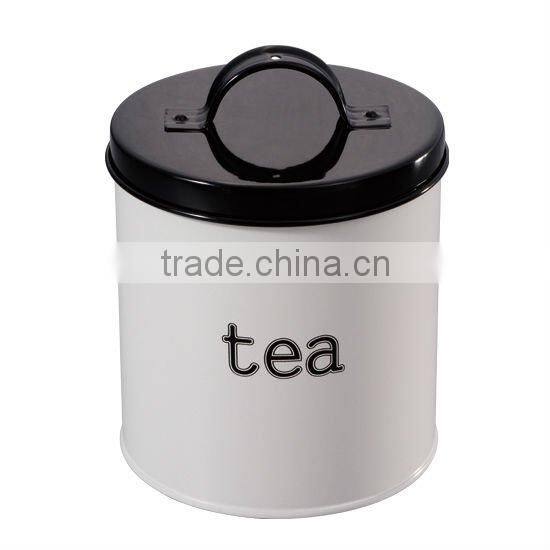 Kitchen Food Storage antique Sugar Tea Coffee tins Set of 3 white