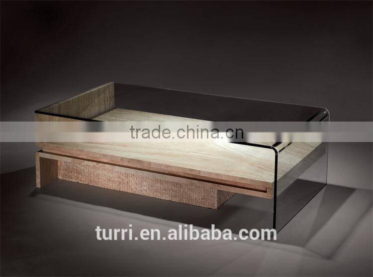 Italian Style travertine glass top Home coffee table