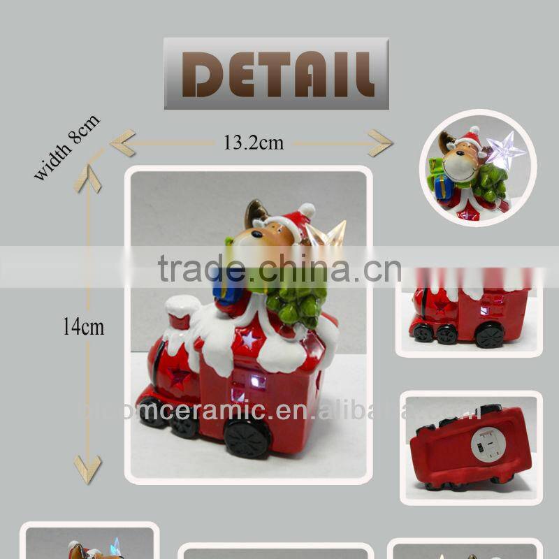 Red ceramic outdoor christmas train decoration