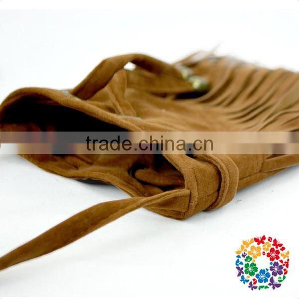 Children Girls Small Fringe Faux Lether Brown Shoulder Bag With Strap