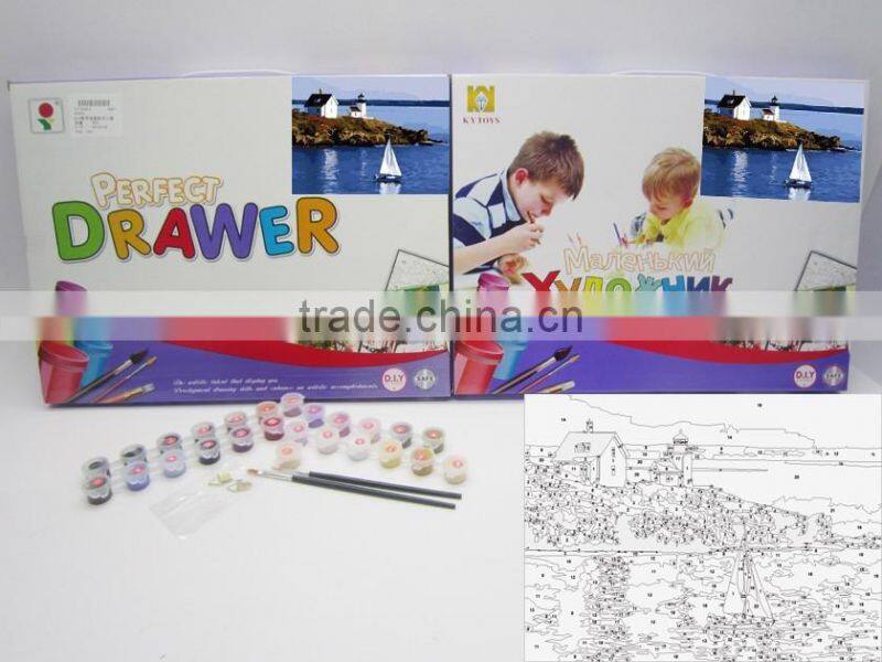 DIY modern cartoon art oil painting by number 2015 new product diy oil painting of pig