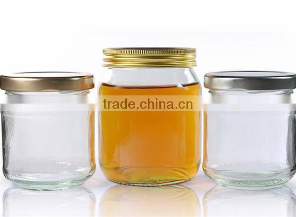 Glass Honey Jars/Clear Glass Jar & White Gingham Twist Off Lid