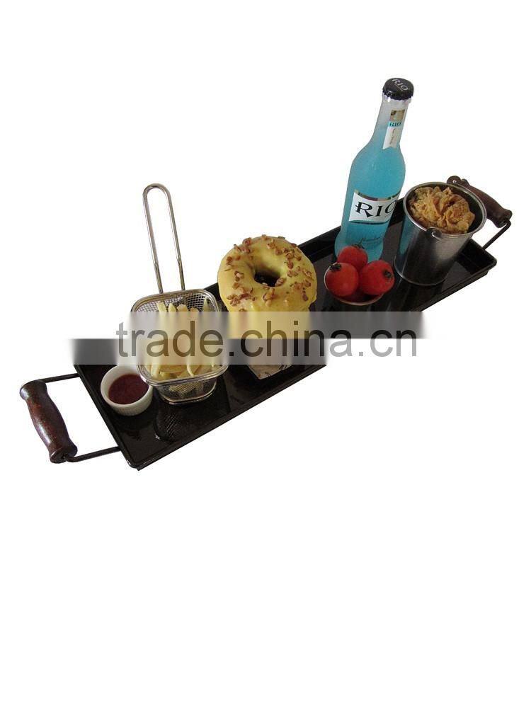 Metal display food trays for bar black coffee color coating tray Table serving trays for hotel restaurant home