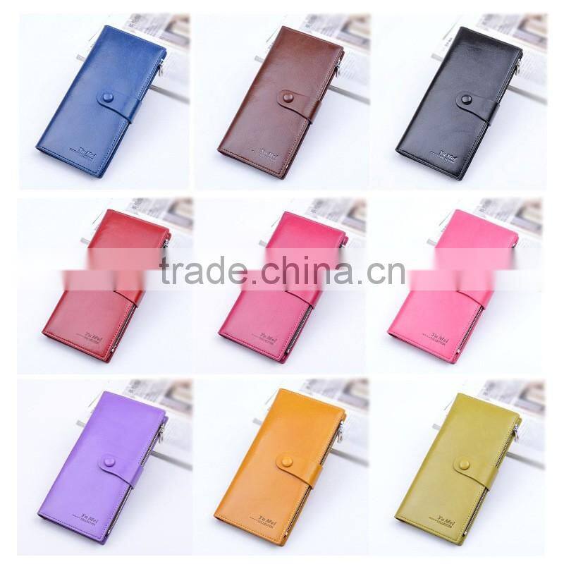 Customized Branded RFID Blocking Wax Oil Leather Women's Wallet