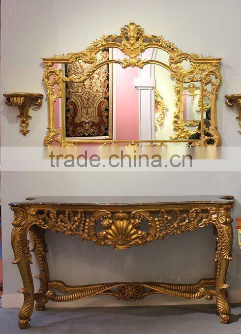 French antique wall mirror and console table