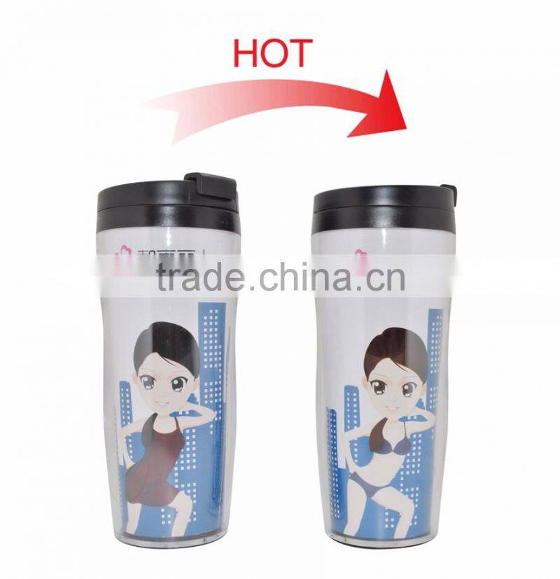 Wholesale double wall plastic travel mug sublimation mug