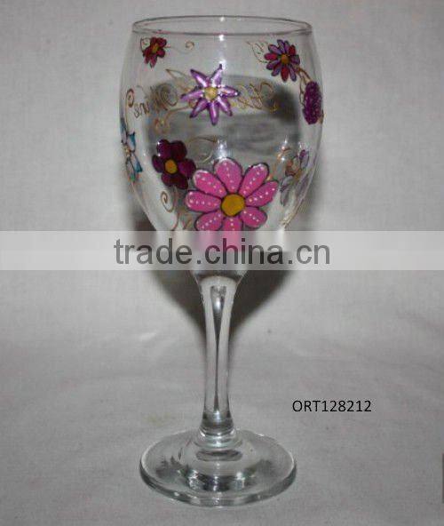 fancy hand painted wine glass