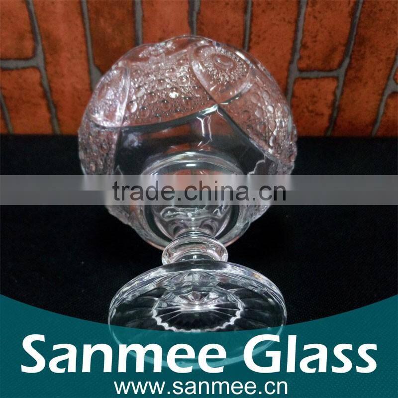Sun Flower Embossed Crystal Glass Goblet Candy Bowl