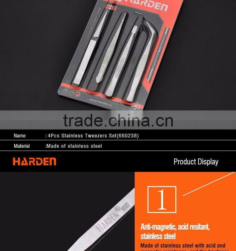 4PCS Stainless Steel Curved Tweezer Set