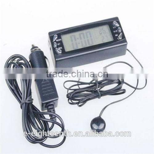 new 12V LCD Auto Thermometer Temperature Inside and Outside Car Alarm Digital Clock