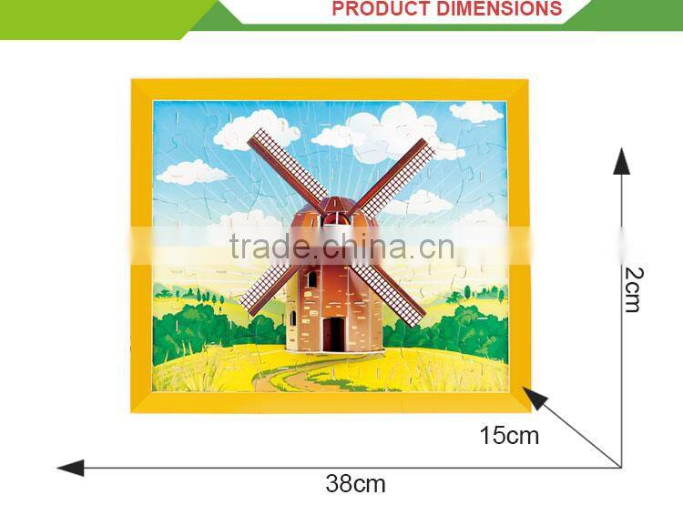 Most popular diy golden windmill 3d cardboard puzzle