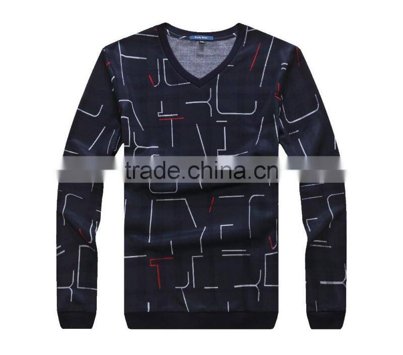 Raidyboer Men's printed long sleeve t shirt with V neck Raidyboer