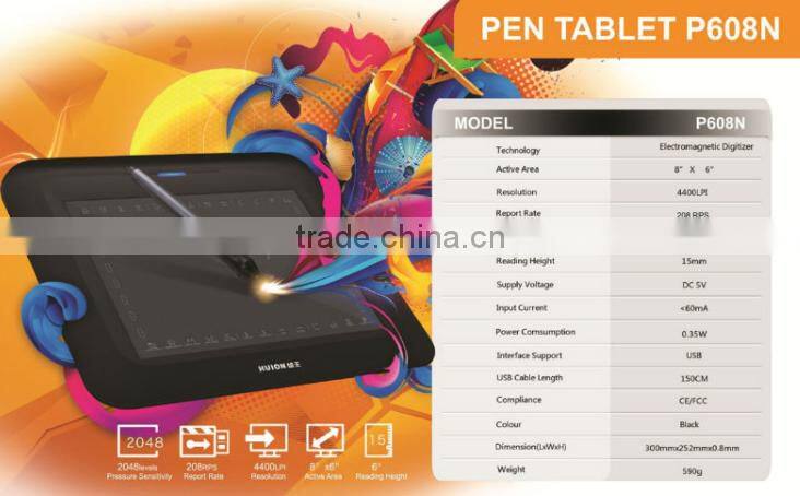 Hot Product!Huion P608N excellent digital drawing tablet 2048 levels electronic signature pad