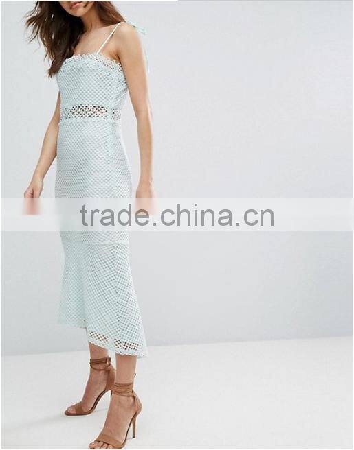 Club Sexy Summer Dress Fishnet Mesh Lace Fishtail Elegant Midi Dresses For Women Clothes