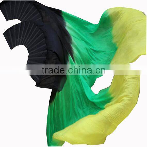 180CM 150CM 100% silk belly dance silk fan veils ombre silk fan veils