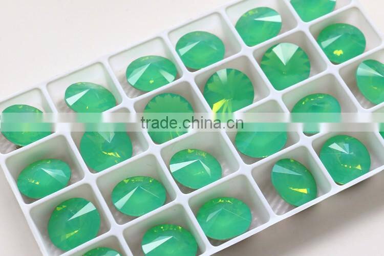 Amazing! pacific opal fancy rhinestone crystal round loose stone in bulk with plating finish