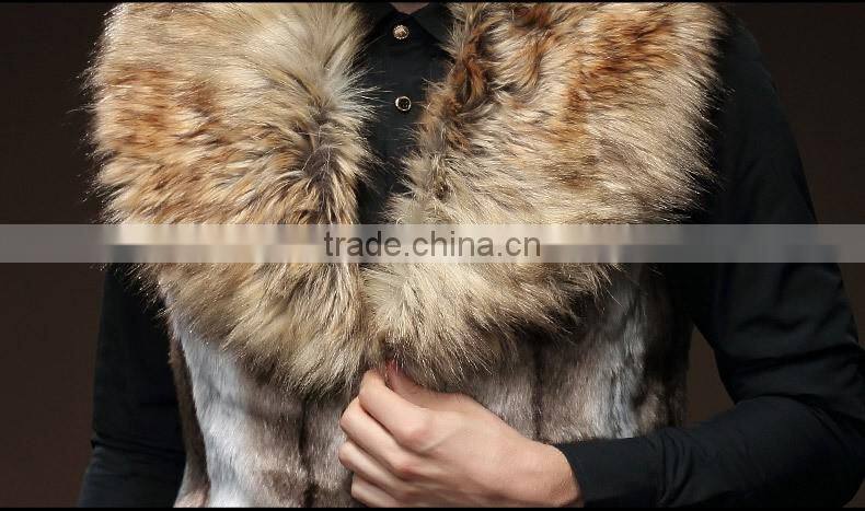2016 winter new design faux fur man vest wholesale warm waistcoat