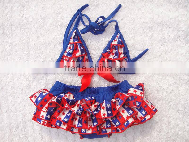 New design 2 piece patriotic 4th of july cute baby bikini