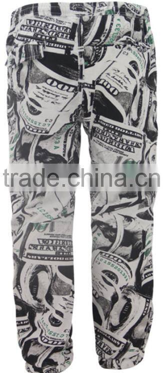 Mens fashion elastic 180g TC washed long pants in stock