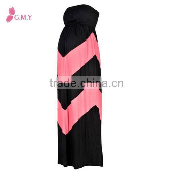 Women's maternity chevron tube maxi dress, Off-shoulder maternity evening dress wholesale