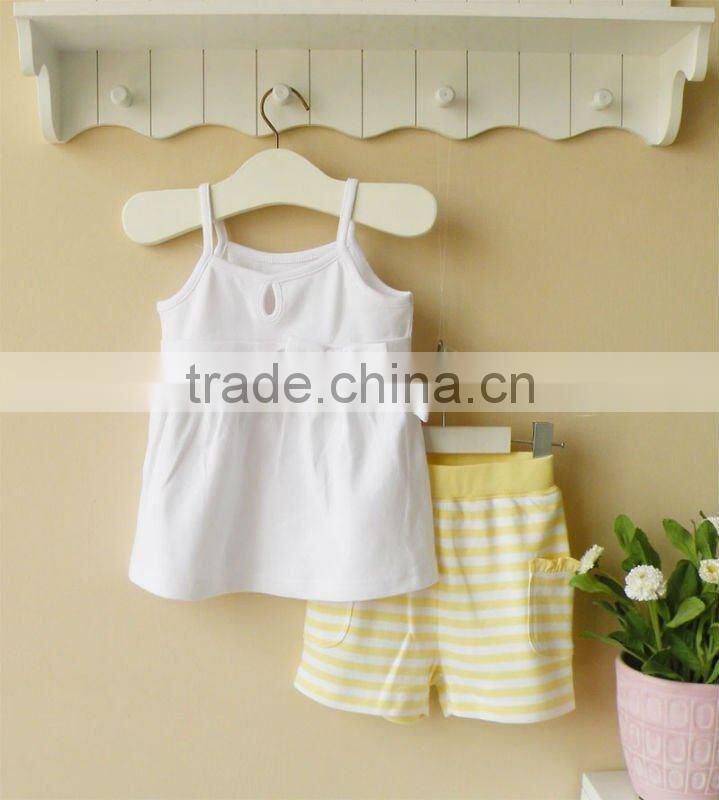 wwwSUNcom 2012 summer baby clothing strap top and shorts set cotton 100%
