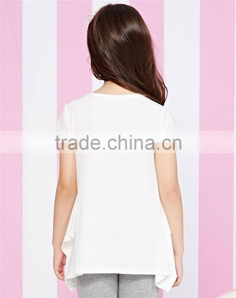 China wholesale girl's long style print pattern t shirt made in China