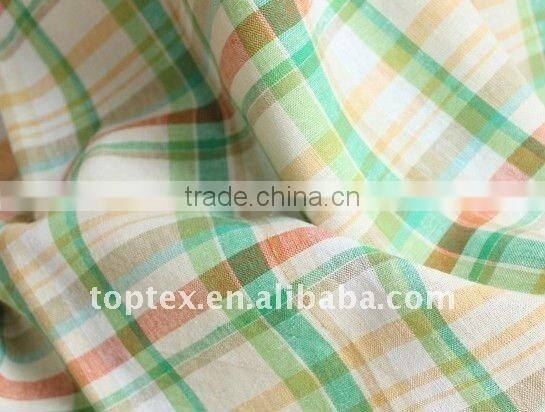 100% linen yarn dyed clothing fabric for shirt