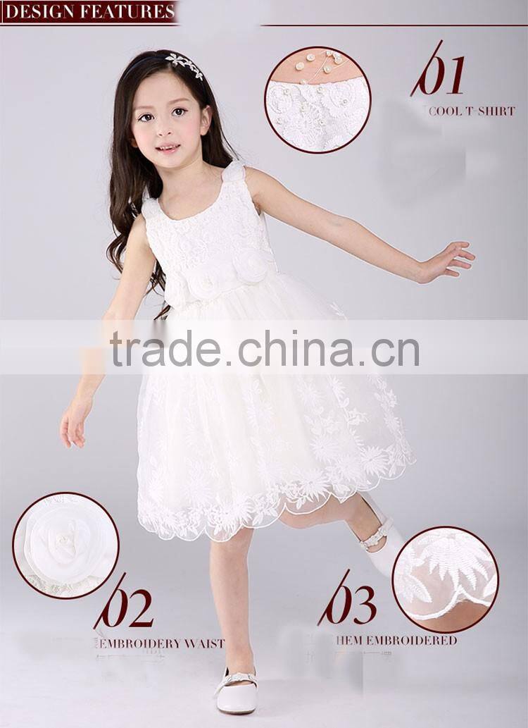Pakistan Princess Rose Flower girls party dress white Lace Net frock designs for kids baby girl fairy dresses