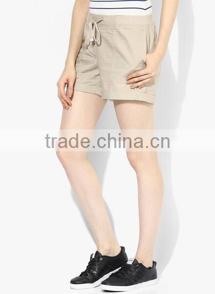 China Suppliers Women Board Shorts,Chino Beige Solid Cotton Casual Cargo Loose Fit Shorts Apparel