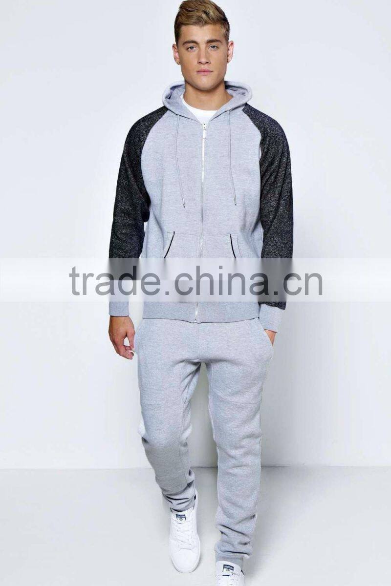 hot sale raglan hooded tracksuit popular splice tracksuits for men