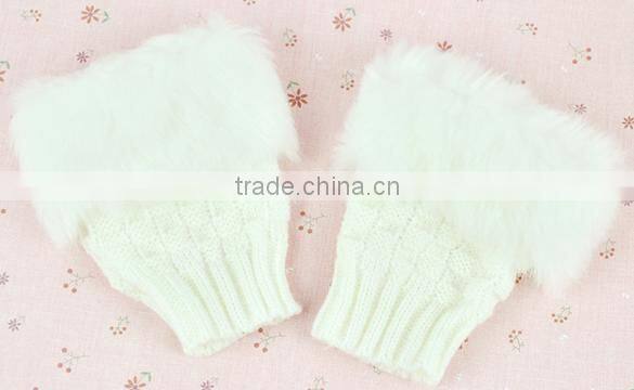 Gloves Arm Warmer Fingerless Gloves-Knitted Rabbit Fur Lined Leather Gloves 8226