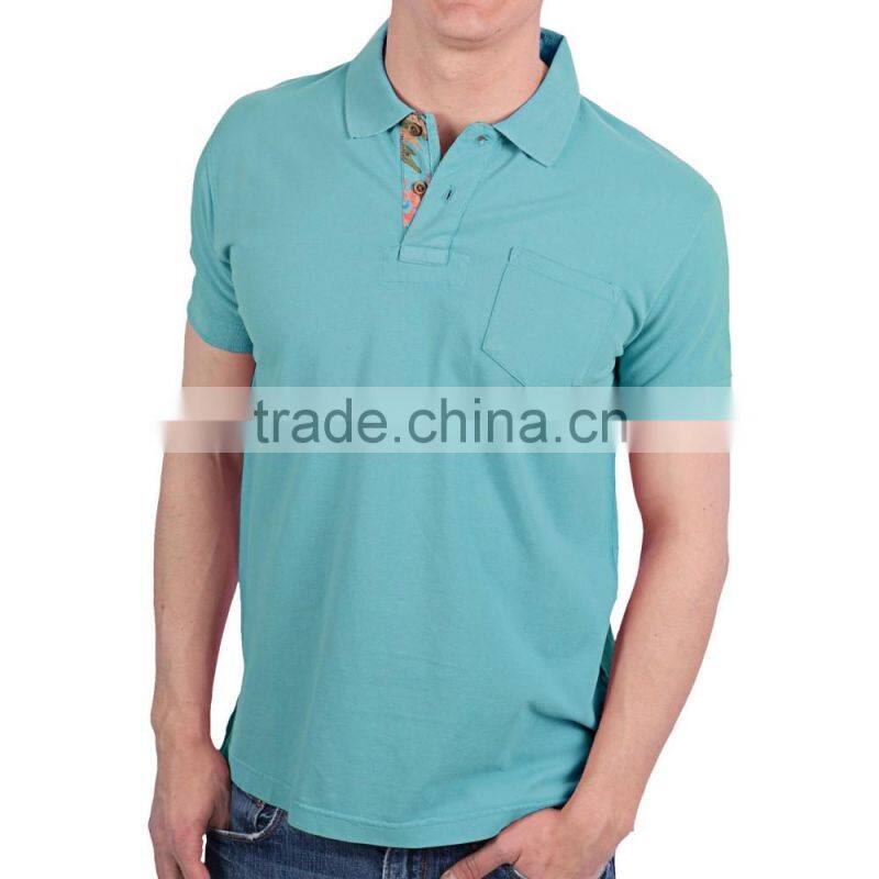 promotional high quality 100% cotton blank short sleeve pure color polo shirts with pockets