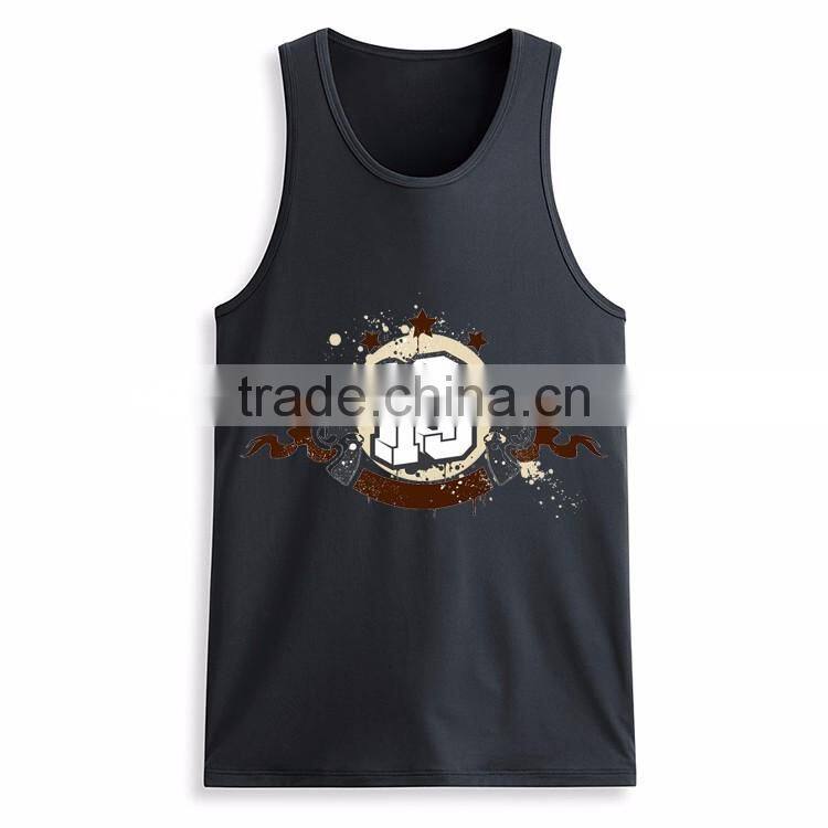 Custom printed design bulk mens fitness 95% cotton 5% spandex tank top