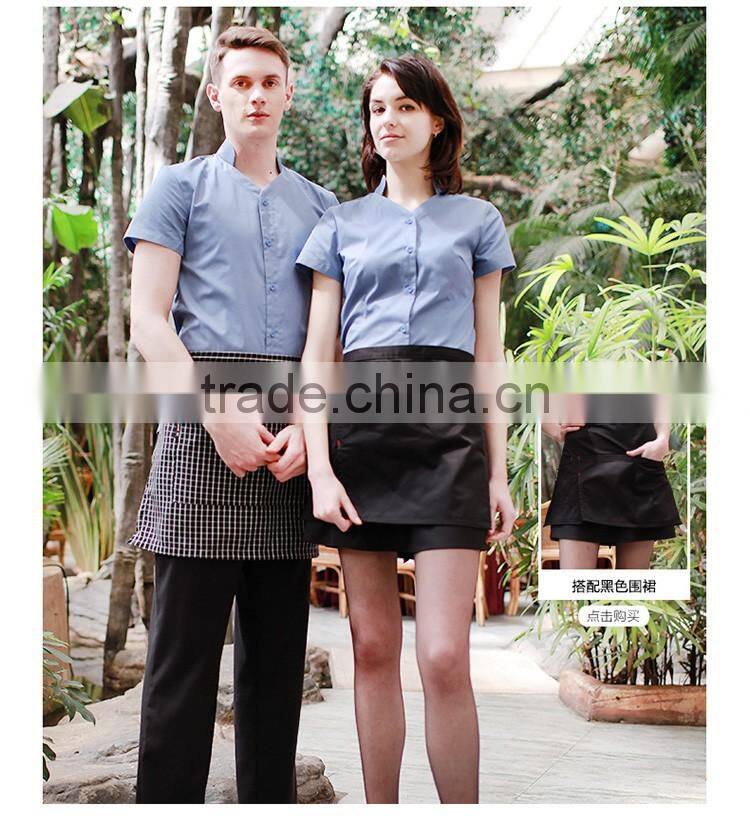 Juqian 2016 oem classic unisex sexy chinese restaurant waiter/waitress uniform designs