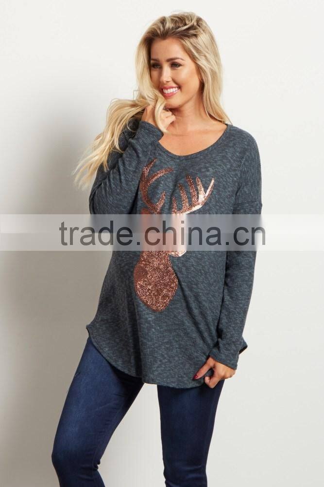 Hot-selling promotional beautiful sequin printing maternity top