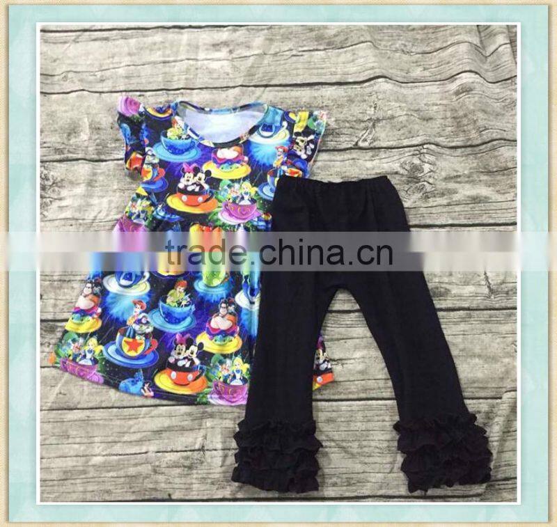 YiWu Ibear brand clothes baby clothes 100% cotton Alice's Wonderful dream print outfit new born baby clothes