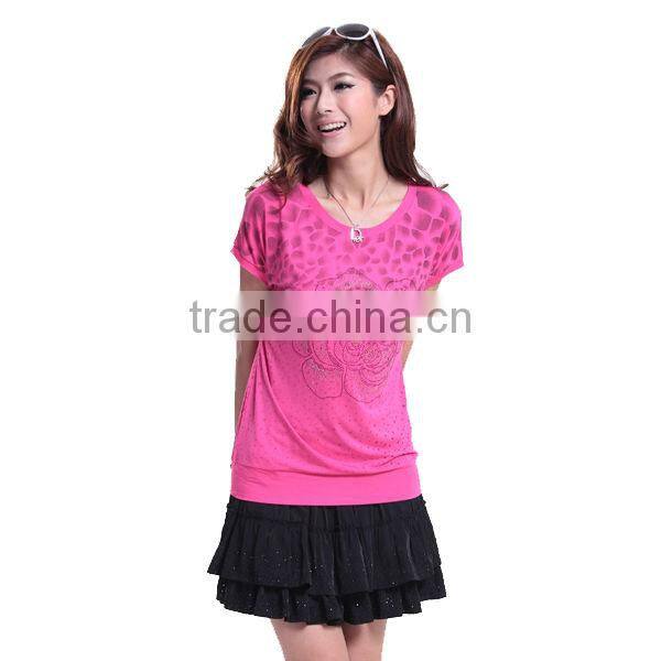 Women Short Sleeve Blouses Wide Neck T Shirts Round Neck Women T Shirt In Assorted Colours