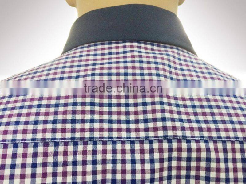 leather pocket on left check checked men's casual shirt in latest design