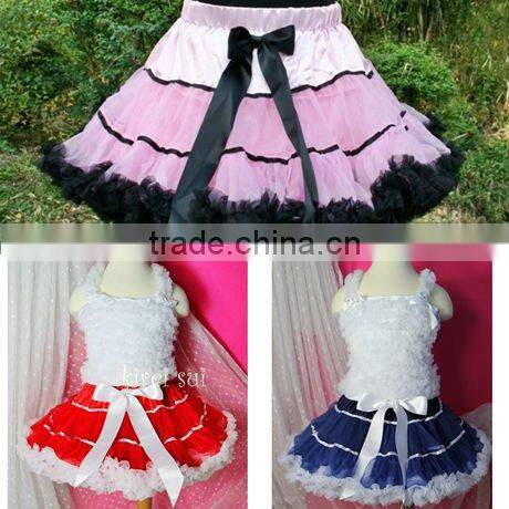 Teen Adult Christmas BLACK HOT PINK Satin Binding Pettiskirt Party Dance Dress Tutu
