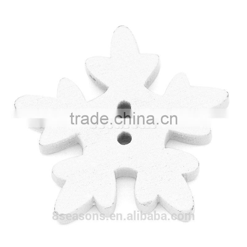 Wholesale 25mmx24mm Christmas Snowflake Two Holes Wood Button for Decorating