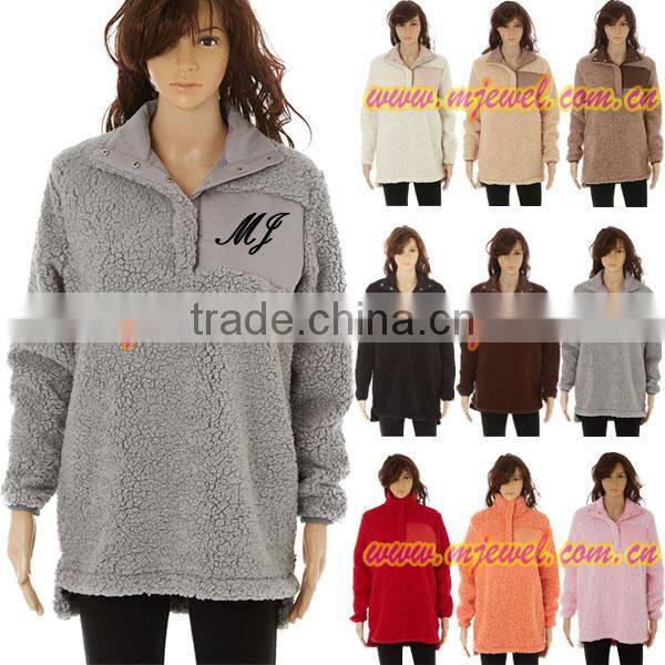 Wholesale monogram sherpa fleece woman pullover sweater