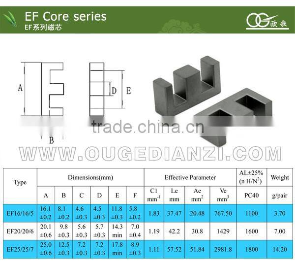 EF25 soft ferrite core transformers