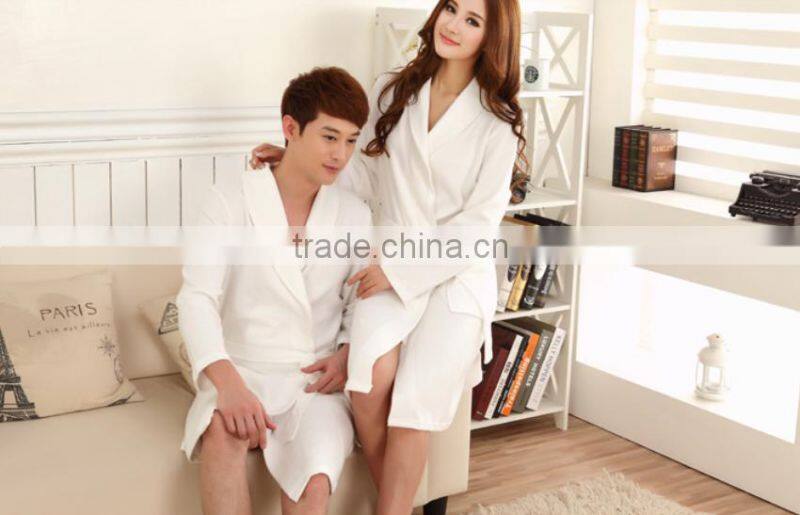 Chinese supplier 100% Cotton Super Soft White waffle heated Bathrobe for Hotel or Spa