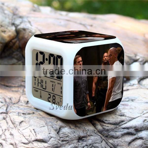 (Hot movie) Hot Gift 2015 New Fast & Furious LED Digital Clock Alarm Clock Mini clock