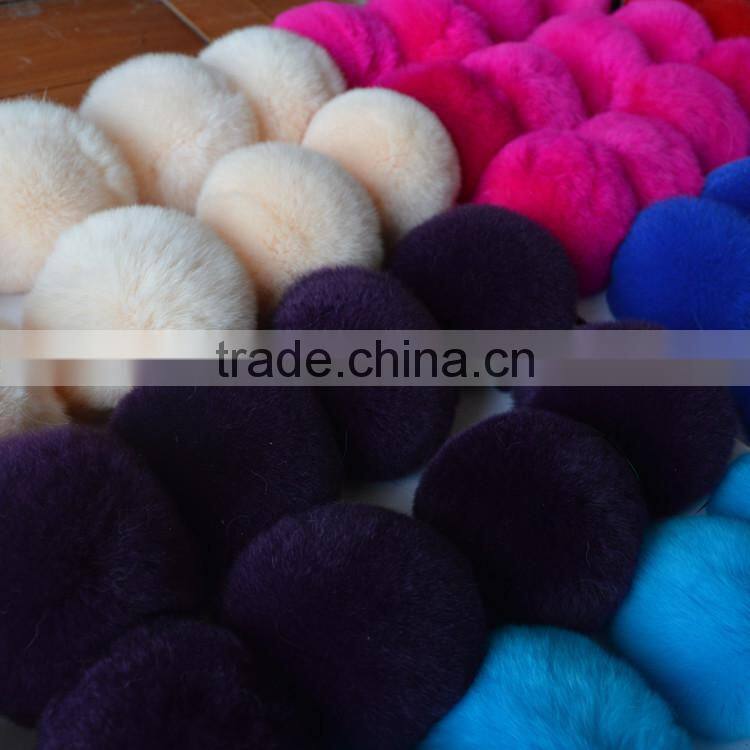 SJ748-01 2016 New Design Pom Pom Fur Balls Genuine 8cm Real Rabbit Colorful Fur Ball Pom