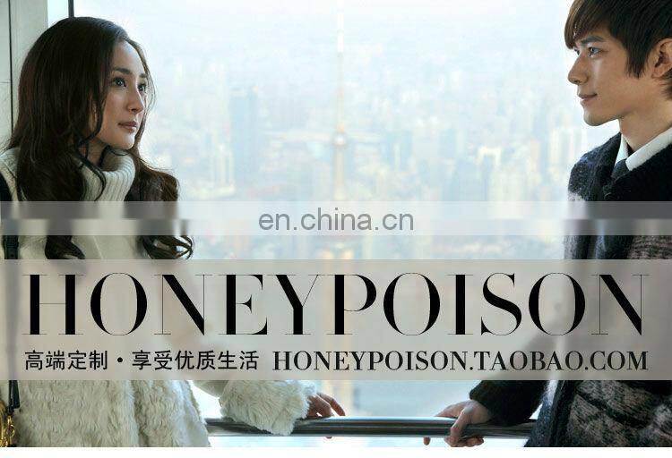 2014 Korean style white midi pattern woollen rabbit fur coat