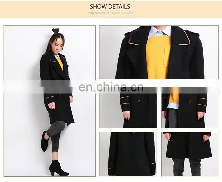 Chinese Credible Supplier Black Long Women Coat 2017