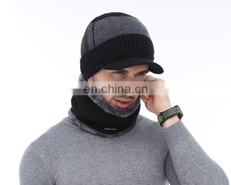 Men Wool feeling Scarf Caps Balaclava Mask Gorras Bonnet Knitted Hat
